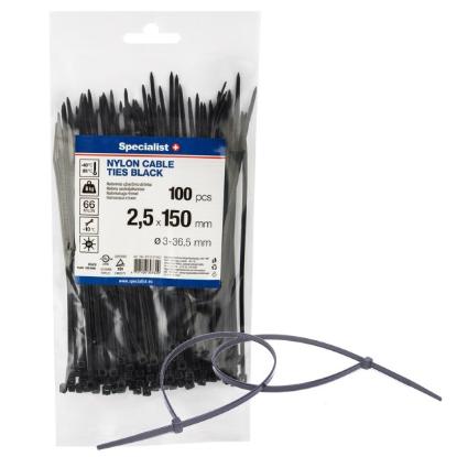 Prekės „Dirželis nailon. juodas 2,5x150mm,100vnt“ paveikslėlis