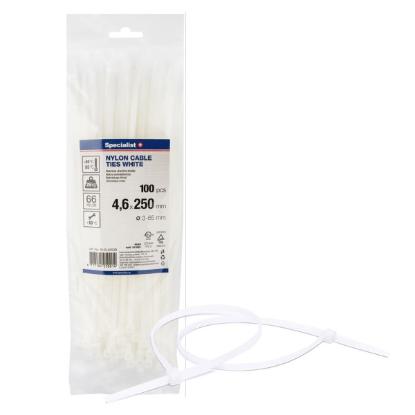 Prekės „Dirželis nailon. baltas 4,6x250mm,100vnt“ paveikslėlis