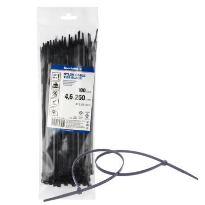 Prekės „Dirželis nailon. juodas 4,6x250mm,100vnt“ paveikslėlis