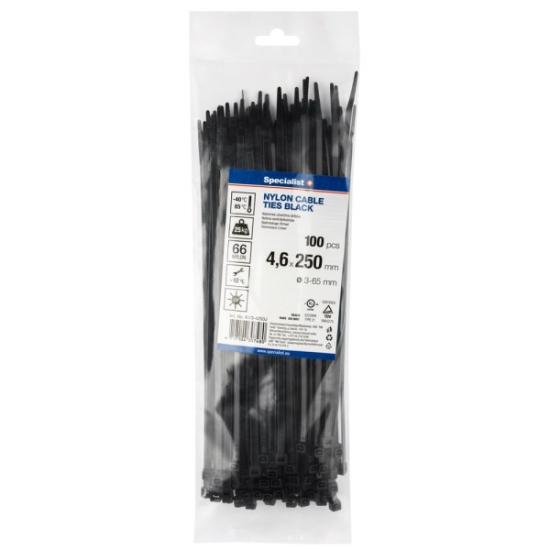 Prekės „Dirželis nailon. juodas 4,6x250mm,100vnt“ paveikslėlis