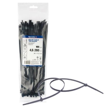 Prekės „Dirželis nailon. juodas 4,6x280mm,100vnt“ paveikslėlis