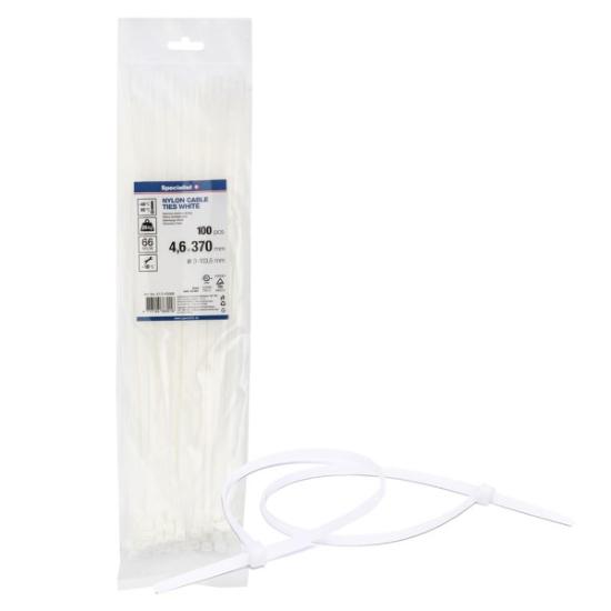 Prekės „Dirželis nailon. baltas 4,6x370 mm,100vnt“ paveikslėlis