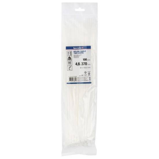 Prekės „Dirželis nailon. baltas 4,6x370 mm,100vnt“ paveikslėlis