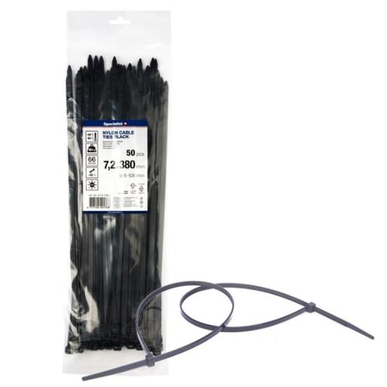 Prekės „Dirželis nailon. juodas 7,2x380mm,50vnt“ paveikslėlis