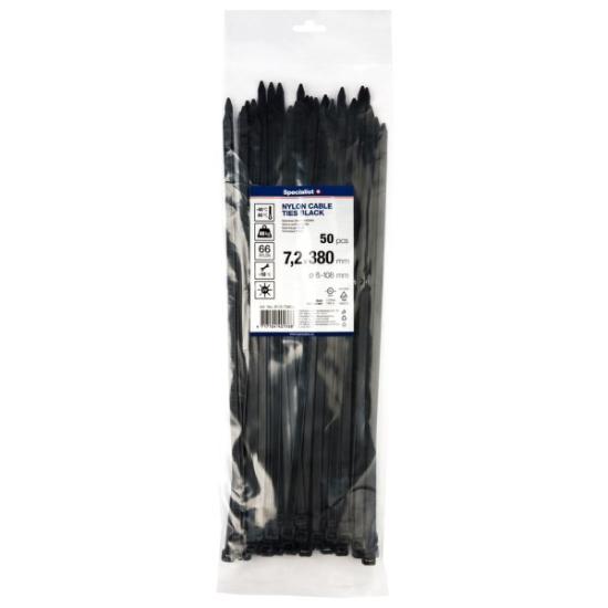 Prekės „Dirželis nailon. juodas 7,2x380mm,50vnt“ paveikslėlis