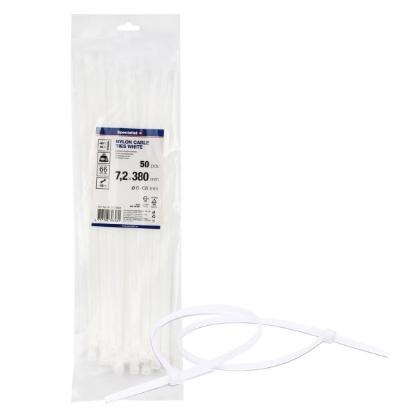 Prekės „Dirželis nailon. baltas 7,2x380mm,50vnt“ paveikslėlis