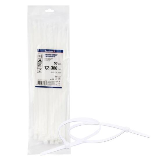 Prekės „Dirželis nailon. baltas 7,2x380mm,50vnt“ paveikslėlis