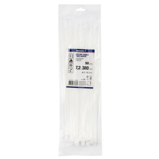 Prekės „Dirželis nailon. baltas 7,2x380mm,50vnt“ paveikslėlis