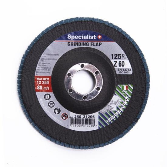 Prekės „Diskas lapelinis 125x22,2 mm P60 metalui Inox lenktas Specialist+“ paveikslėlis