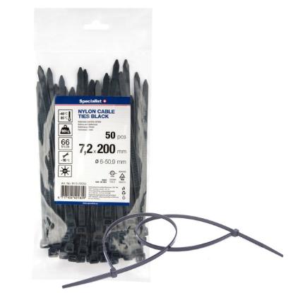 Prekės „Dirželis nailon. juodas 7,2x200mm,50vnt“ paveikslėlis