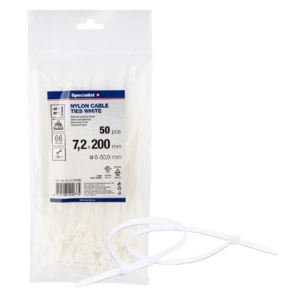 Prekės „Dirželis nailon. baltas 7,2x200mm,50vnt“ paveikslėlis