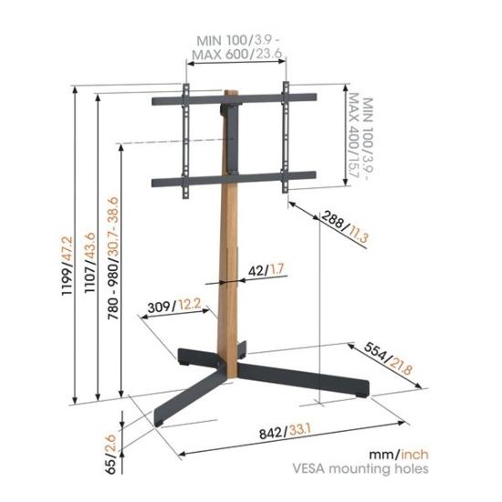 Prekės „VOGEL S  COMFORT TVS3695OB TV Stovas“ paveikslėlis