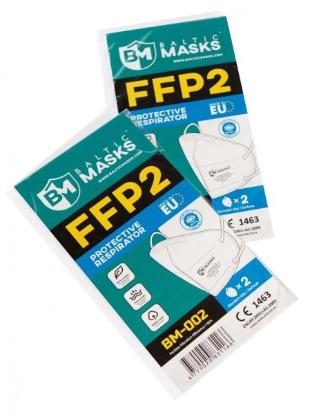 Prekės „BALTIC MASKS BM-002 Respiratoriai FFP2, 4 sluoksnių (2vnt)“ paveikslėlis