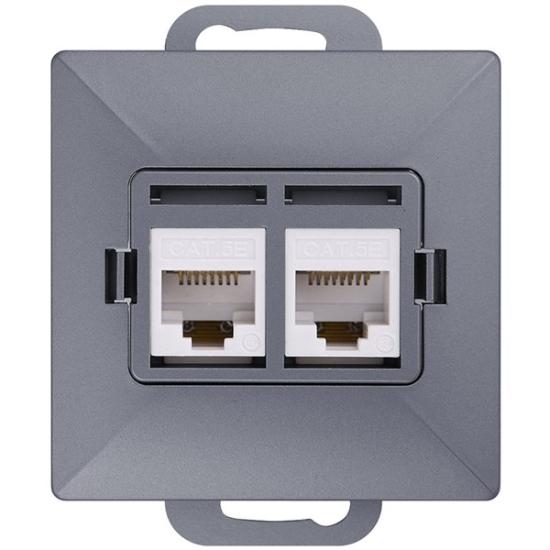 Prekės „Lizdas kompiuterinis 2v b/r antracitas RJ45-P2 Perla Abex“ paveikslėlis