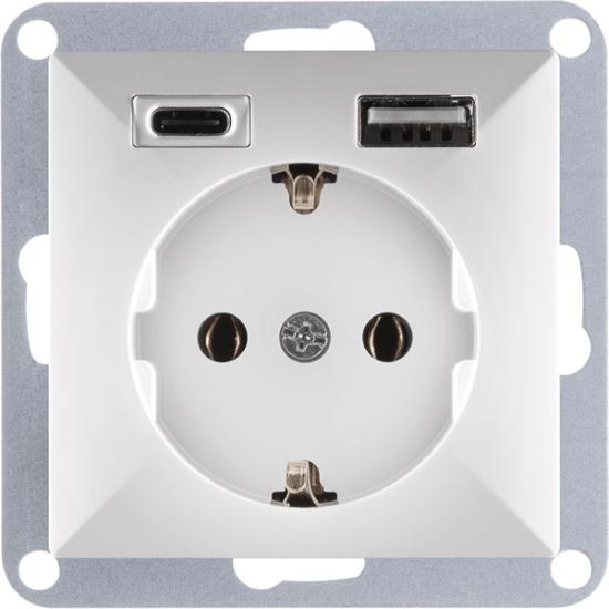 Prekės „Rozetė b/r s/įž USB+C balta PT-17P/USB Perla Abex“ paveikslėlis