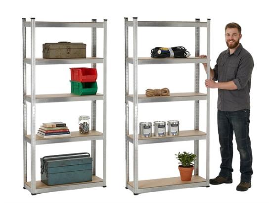 Prekės „Stelažai 5 lentynų 2 vnt.180x90x30cm 175kg GWI0885 komplektas“ paveikslėlis