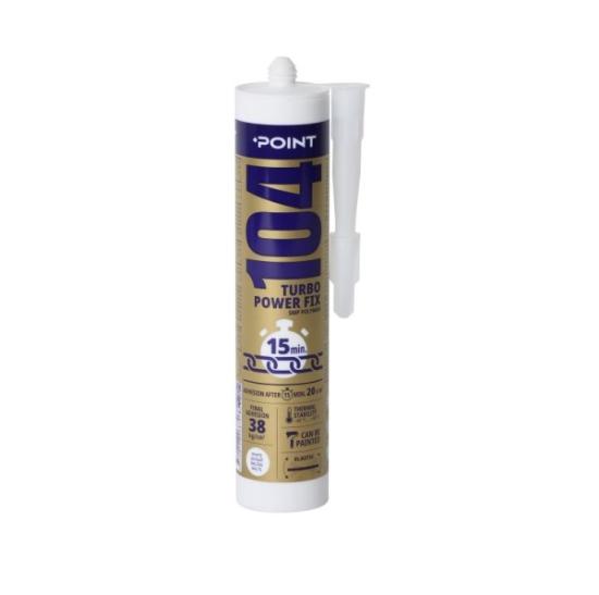 Prekės „Klijai ir hermetikas POINT 104 Turbo Power Fix, greitai džiūstantys, balti, 290 ml“ paveikslėlis