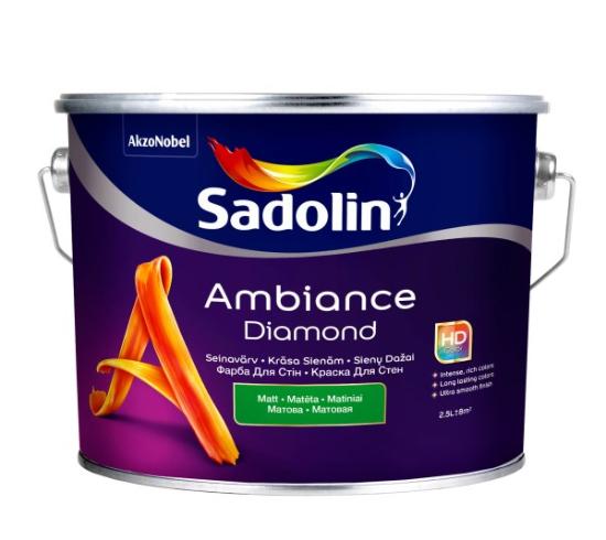 Prekės „Vandeniniai sienų dažai SADOLIN AMBIANCE DIAMOND, 2,5 l, BW bazė, matiniai“ paveikslėlis