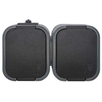 Prekės „Dvigubas, vandeniui atsparus lizdas su dangteliu, , s/m, 2p+Z, 16A, 250V, SCHUKO IP54“ paveikslėlis