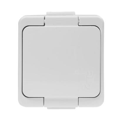 Prekės „Viengubas, vandeniui atsparus lizdas su dangteliu, , s/m, 2p+Z, 16A, 250V, SCHUKO IP44“ paveikslėlis