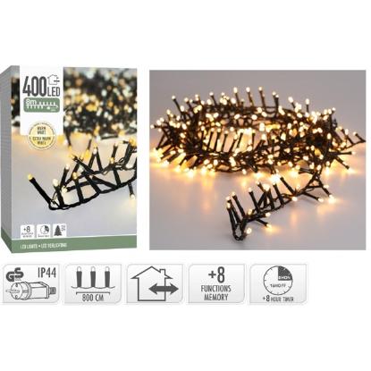 Prekės „Girlianda elektrinė, 400 LED, 8 m, šiltai balta / itin šiltai balta, lauko, su laikmačiu, 8 funkcijų“ paveikslėlis