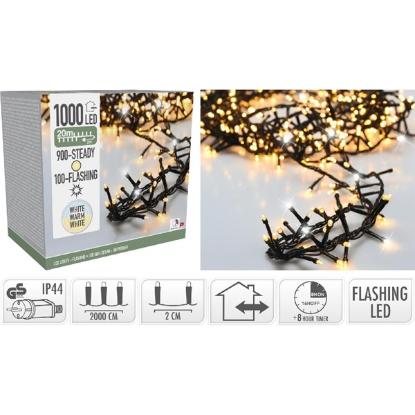 Prekės „Girlianda elektrinė, 1000 LED, 20 m, balta / žalia, lauko, su laikmačiu“ paveikslėlis
