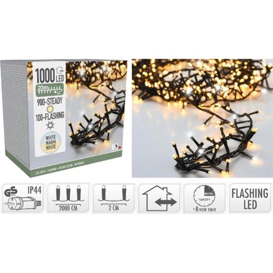 Prekės „Girlianda elektrinė, 1000 LED, 20 m, balta / žalia, lauko, su laikmačiu“ paveikslėlis