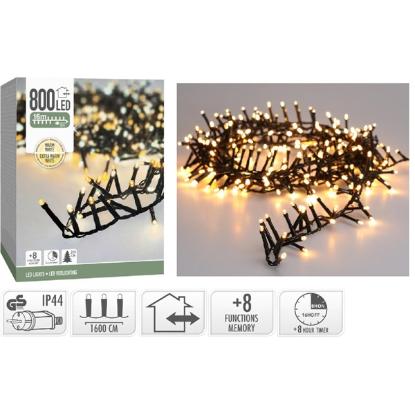 Prekės „Girlianda elektrinė, 800 LED, 16 m, šiltai balta / itin šiltai balta, lauko, su laikmačiu, 8 funkcijų“ paveikslėlis