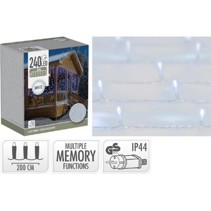 Prekės „LED šviesų užuolaida su valdikliu, 240 LED, 225 × 150 cm, balta, lauko“ paveikslėlis