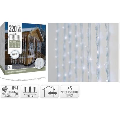 Prekės „LED šviesų užuolaida su valdikliu, 320 LED, 100 × 200 cm, balta, lauko“ paveikslėlis