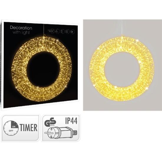 Prekės „Metalinis dekoratyvinis žiedas, 960 LED, balta / šiltai balta, lauko, su laikmačiu“ paveikslėlis