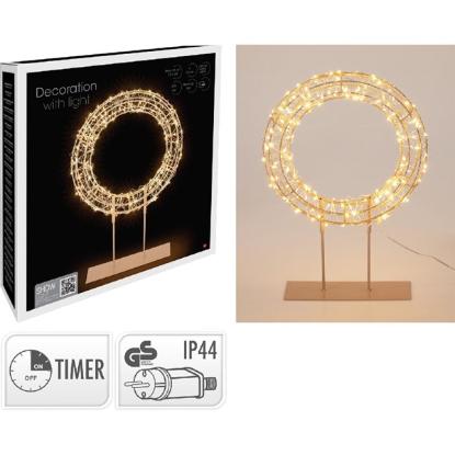 Prekės „LED žiedas ant pagrindo, 200 LED, 280 × 40 × 415 mm, šiltai balta, lauko, su laikmačiu“ paveikslėlis