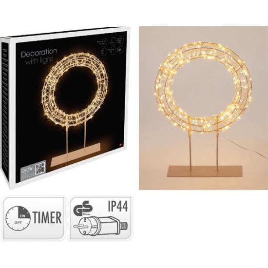 Prekės „LED žiedas ant pagrindo, 200 LED, 280 × 40 × 415 mm, šiltai balta, lauko, su laikmačiu“ paveikslėlis