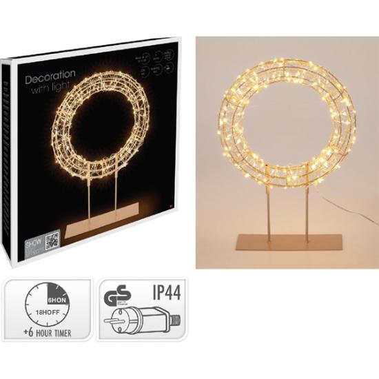 Prekės „LED žiedas ant pagrindo, 300 LED, 380 × 50 × 535 mm, šiltai balta, lauko, su laikmačiu“ paveikslėlis