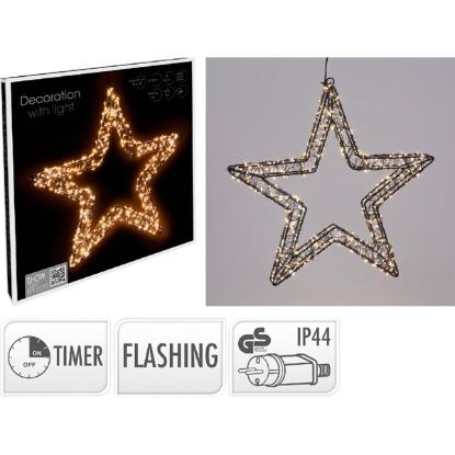 Prekės „Žvaigždė su LED, 1200 LED, 56 × 5 × 56 cm, šiltai balta / itin šiltai balta, lauko, su laikmačiu“ paveikslėlis