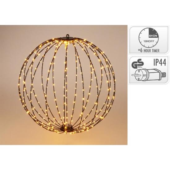 Prekės „Sulankstomas metalinis dekoratyvinis burbulas, 400 LED, itin šiltai balta, lauko, su laikmačiu“ paveikslėlis