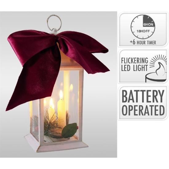 Prekės „Žibintas su LED žvake, 14 × 14 × 30 cm, šiltai balta, su laikmačiu“ paveikslėlis