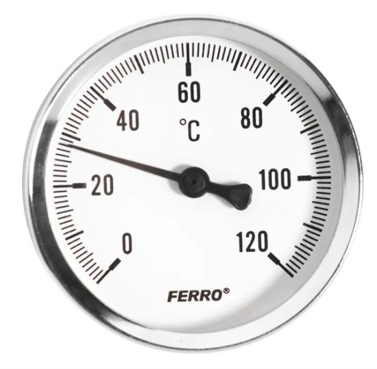 Prekės „Termometras FERRO, 1/2", 100 mm, ašinis, T100120A“ paveikslėlis