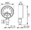 Prekės „TM80R radialinis, apatinio pajungimo termomanometras. 1/2" 80mm 120C° 0-6 bar FERRO“ paveikslėlis