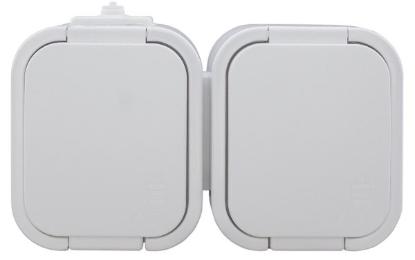 Prekės „Dvigubas, vandeniui atsparus lizdas su dangteliu, , s/m, 2p+Z, 16A, 250V, SCHUKO IP54“ paveikslėlis