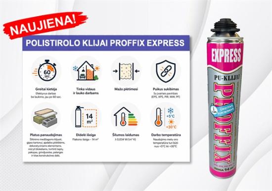 Prekės „Greito veikimo klijuojančios putos Proffix Express 830 ml“ paveikslėlis