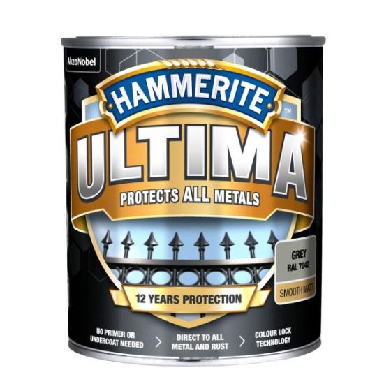 Prekės „Dažai Hammerite Ultima Smooth pilka mat.0,7L“ paveikslėlis