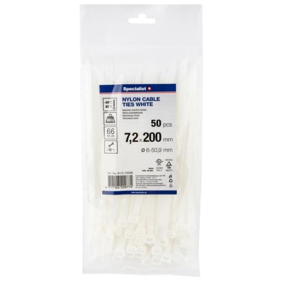 Prekės „Dirželis nailon. baltas 7,2x200mm,50vnt“ paveikslėlis