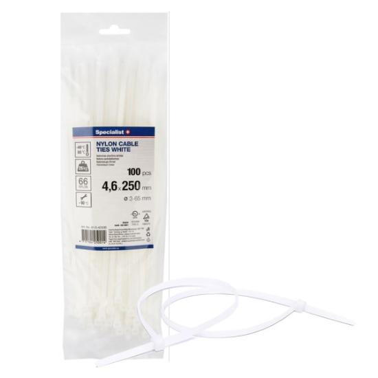 Prekės „Dirželis nailon. baltas 4,6x250mm,100vnt“ paveikslėlis