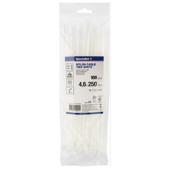 Prekės „Dirželis nailon. baltas 4,6x250mm,100vnt“ paveikslėlis