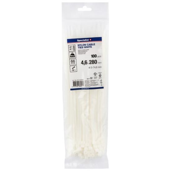 Prekės „Dirželis nailon. baltas 4,6x280mm,100vnt“ paveikslėlis