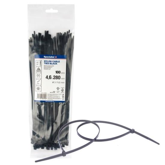 Prekės „Dirželis nailon. juodas 4,6x280mm,100vnt“ paveikslėlis