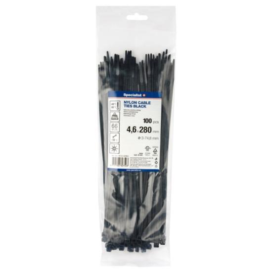 Prekės „Dirželis nailon. juodas 4,6x280mm,100vnt“ paveikslėlis