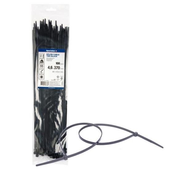 Prekės „Dirželis nailon. juodas 4,6x370mm,100vnt“ paveikslėlis