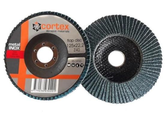 Prekės „Diskas lapelinis 125x22,2 mm P40 metalui Inox lenktas DŠL T29 ZA Cortex“ paveikslėlis